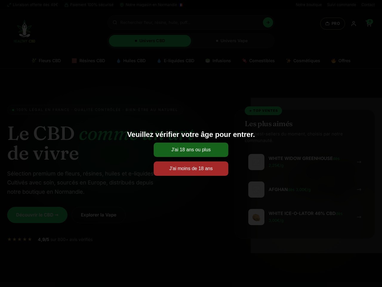 Site internet Healthy CBD Store realise par TLT Performance