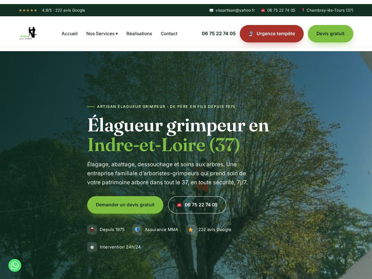 Site internet Viss Élagueur realise par TLT Performance